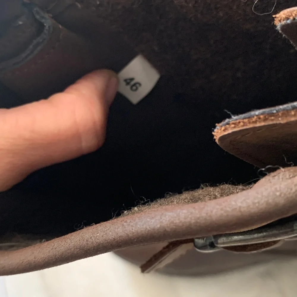 Traveling brown leather boots size 46 moto distressed‎ zipper buckle work farm